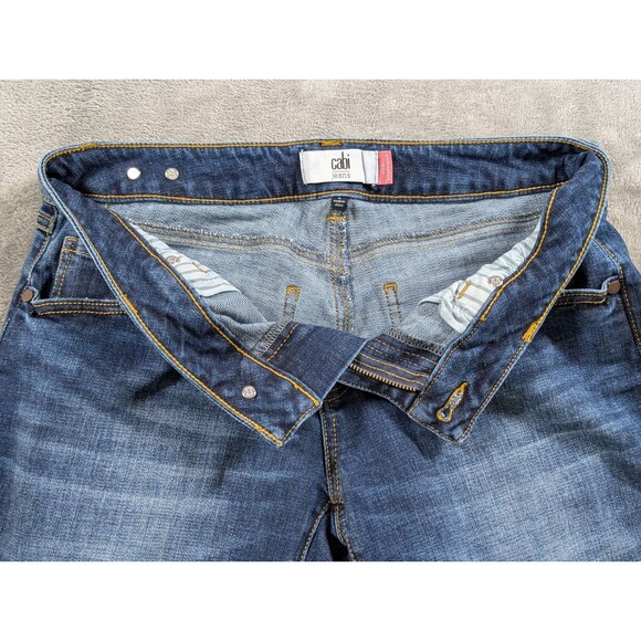 CAbi Slim Boyfriend Jeans Womens 4 Distressed Patch Stretch Blue Denim Casual - Picture 5 of 12